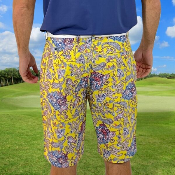 Yellow Paisley Golf Shorts - Hreski 129 - Hreski.com | Wild