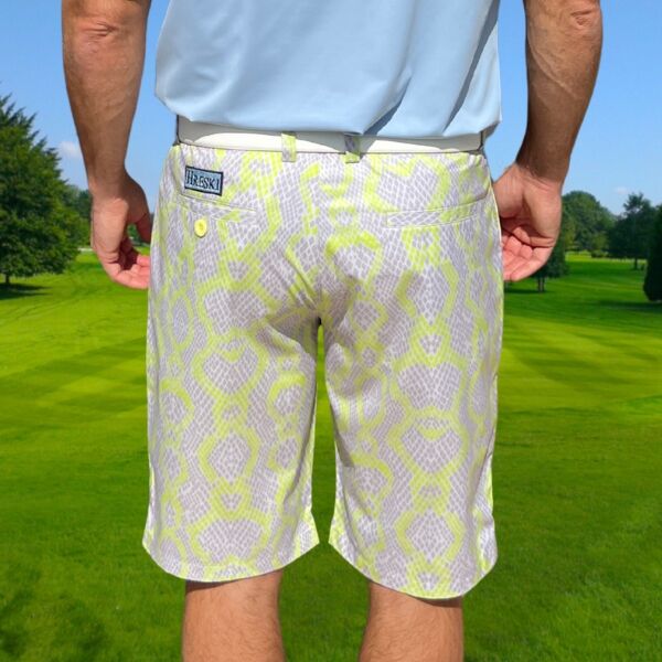 Grey Snakeskin with Lime-Green Lines Golf Shorts - Hreski 142