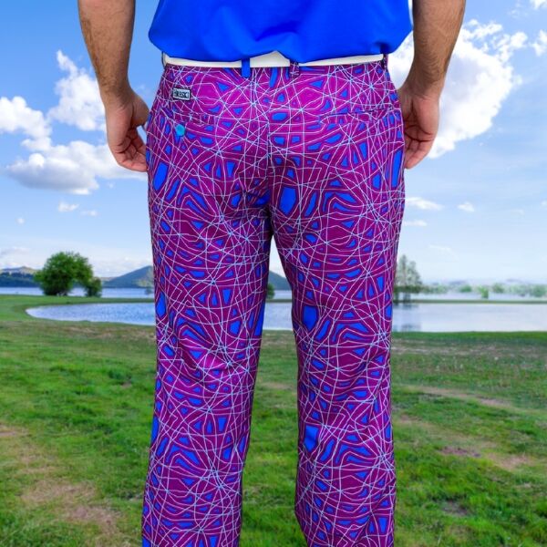 Abstract Purple Lines Golf Pants - Hreski 127 - Image 3