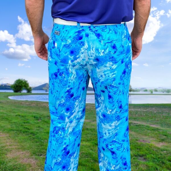 Abstract Blue Watercolor Marble Golf Pants - Hreski 136 - Hreski
