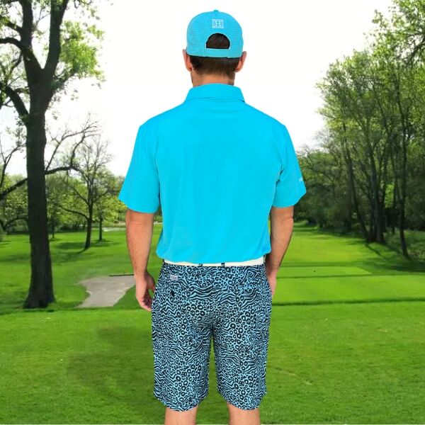 Turquoise Zebra-Leopard Golf Shorts - Hreski 155 - Hreski.com