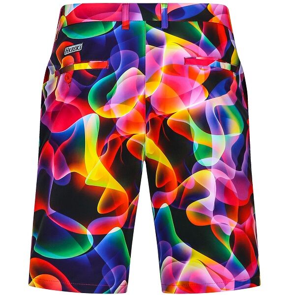 Colorful Neon Waves on Dark Background Golf Shorts - Hreski 183 - Image 8
