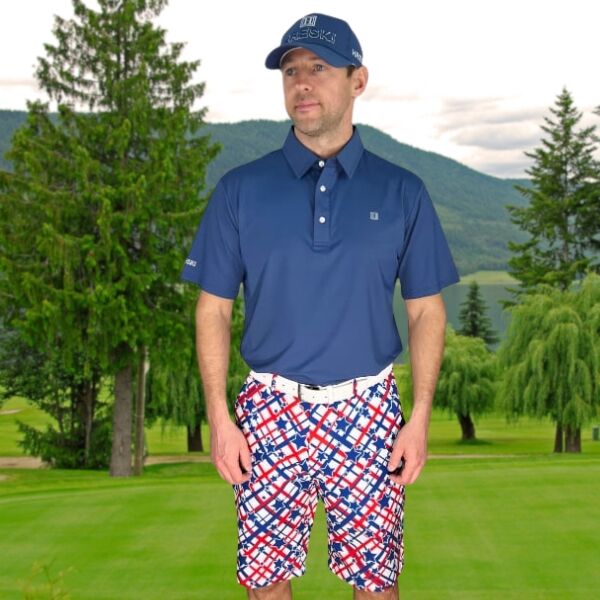 Blue Stars over Red and Blue Lines on White Background Golf Shorts - Hreski 203 - Image 5
