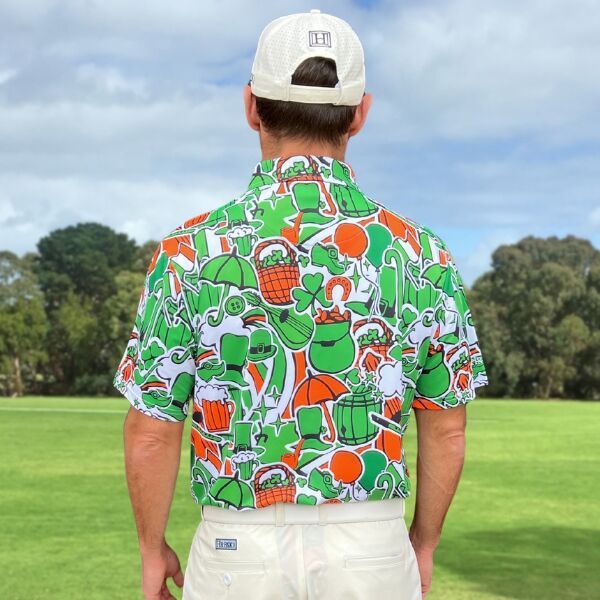 Various Green and Orange St. Patrick's Day Accessories Golf Shirt - Hreski 212 - Image 9
