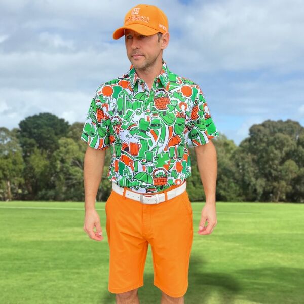 Various Green and Orange St. Patrick's Day Accessories Golf Shirt - Hreski 212 - Image 2