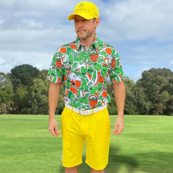 希少 Laura Biagiotti Golf 刺繍シャツ マルチカラー 48 ナンバリング刺繍 オーバーサイズ フーディシャツ MONO-MART LADY'S