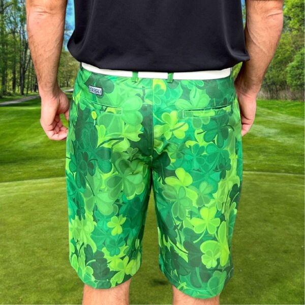 Various Shades of Green Shamrock Leaves Golf Shorts - Hreski 215
