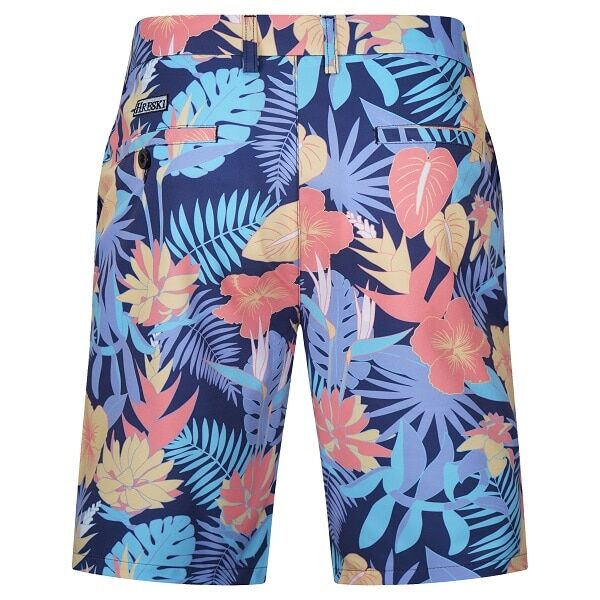 Yellow and Orange Tropical Flowers and Light Purple Palm Leaves on Dark Background Golf Shorts - Hreski 233 - Image 16
