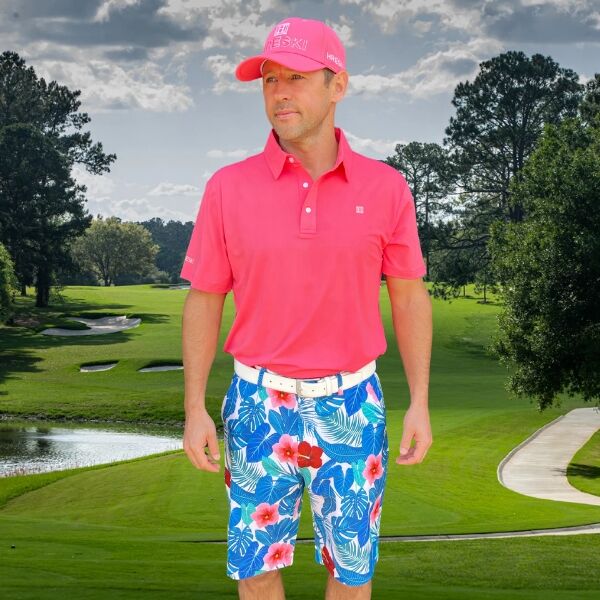 Assorted Teal Palm Leaves and Light Pink and Red Hibiscus Flowers