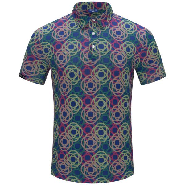 Electric Rings over Deep Sapphire Golf Shirt - Hreski 251