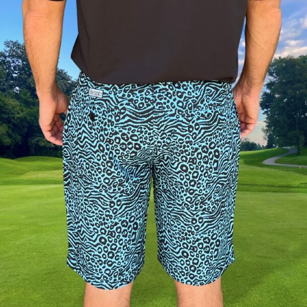 【新品】renoma golf r LOGO PRINT SHORTS Turquoise Zebra-Leopard Golf Shorts - Hreski 155 - Hreski