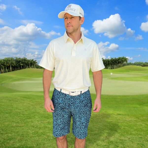 Turquoise Zebra-Leopard Golf Shorts - Hreski 155 - Hreski