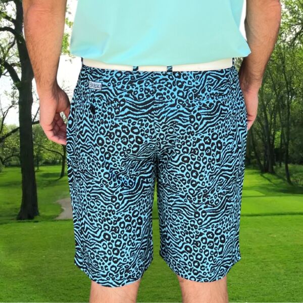Turquoise Zebra-Leopard Golf Shorts - Hreski 155 - Hreski