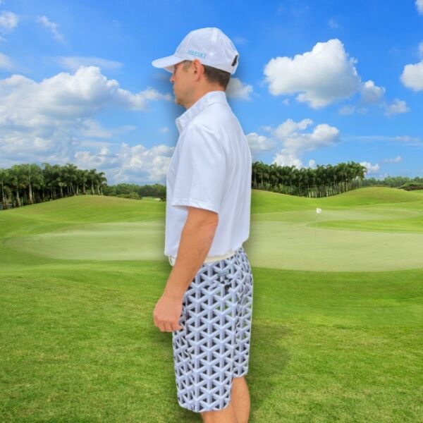 Gray Color Metallic Bars Golf Shorts - Hreski 104 - Image 9