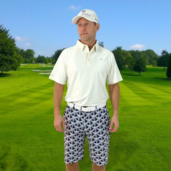 Gray Color Metallic Bars Golf Shorts - Hreski 104 - Image 12