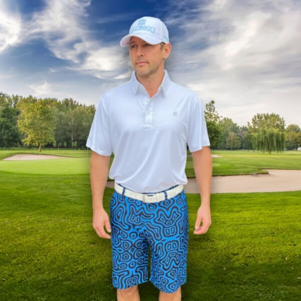 Blue with black lines Golf Shorts - Hreski 105 - Image 8