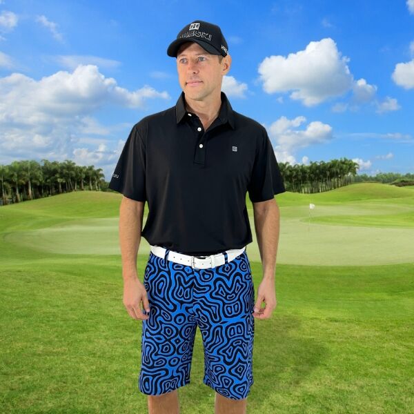 Blue with black lines Golf Shorts - Hreski 105 - Image 2
