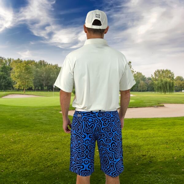 Blue with black lines Golf Shorts - Hreski 105 - Image 7