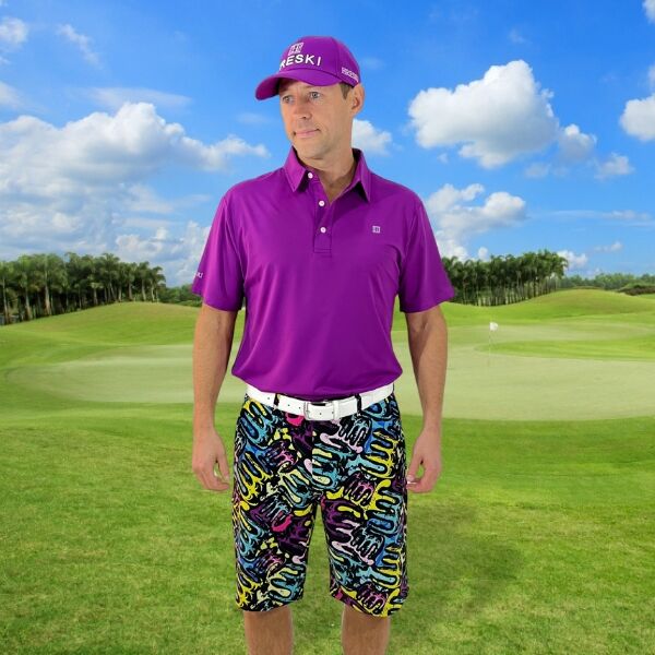 Alternative view of Purple/Yellow/Turquoise Golf Shorts - Hreski 111