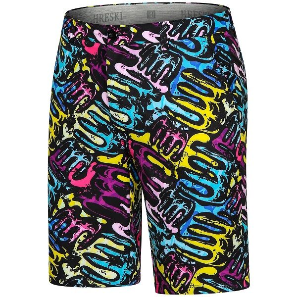 Purple/Yellow/Turquoise Golf Shorts - Hreski 111