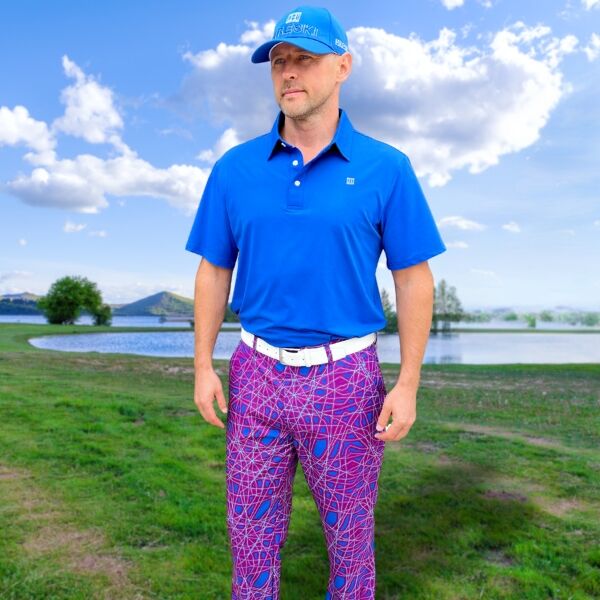 Abstract Purple Lines Golf Pants - Hreski 127 - Image 2