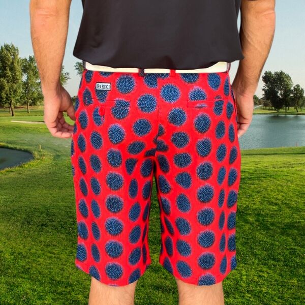 Blue Dots on Red Polka Golf Shorts - Hreski 158 - Image 10