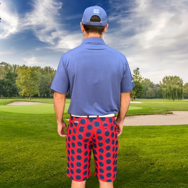 Blue Dots on Red Polka Golf Shorts - Hreski 158 - Image 6