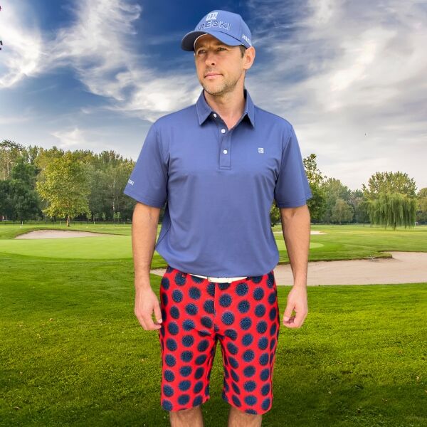 Blue Dots on Red Polka Golf Shorts - Hreski 158 - Image 7