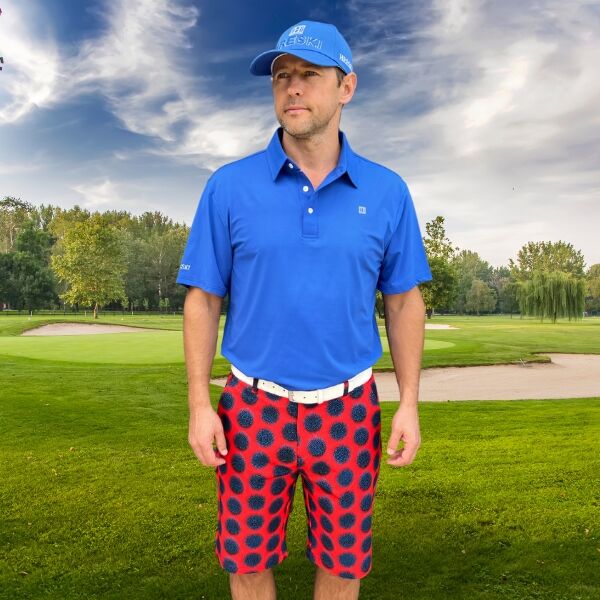 Blue Dots on Red Polka Golf Shorts - Hreski 158 - Image 9