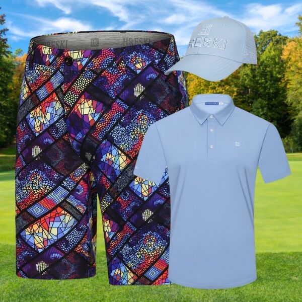 Assorted Mosaic Art Golf Shorts - Hreski 166 - Image 3