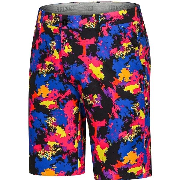 Blue, Pink, Yellow and Black Smears Painting Golf Shorts - Hreski 171