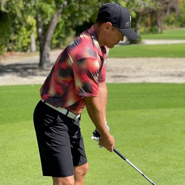 Abstract Circles on Red and Black Uneven Background Golf Shirt - Hreski 134 - Image 10