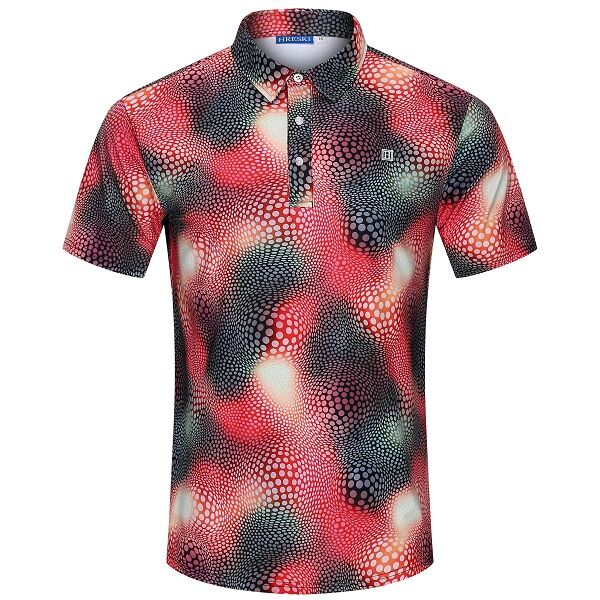 Abstract Circles on Red and Black Uneven Background Golf Shirt - Hreski 134
