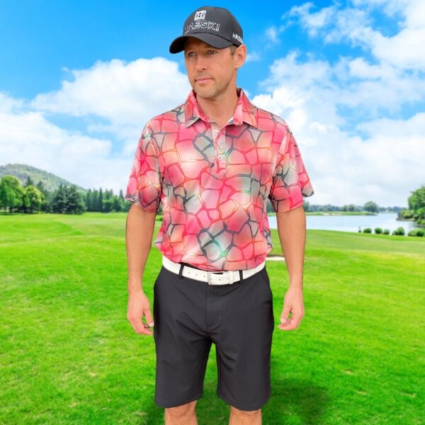 Blurry Mosaic on Colorful Background Golf Shirt - Hreski 140 - Image 2