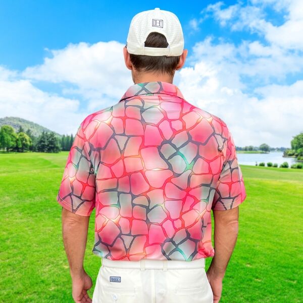 Blurry Mosaic on Colorful Background Golf Shirt - Hreski 140 - Image 7