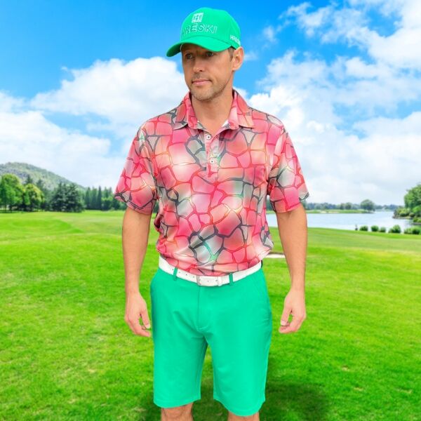 Blurry Mosaic on Colorful Background Golf Shirt - Hreski 140 - Image 5