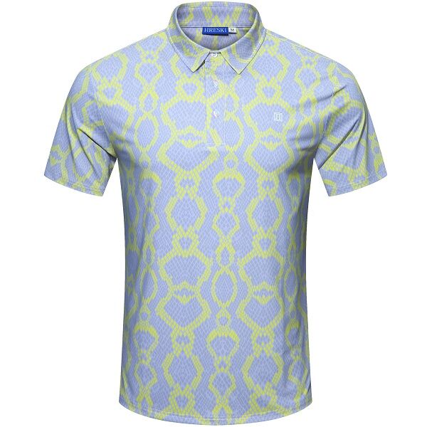 Grey Snakeskin with Lime-Green Lines Golf Shirt - Hreski 142
