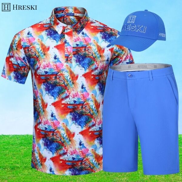 Abstract Gouache Painting Golf Shirt - Hreski 162 - Image 9