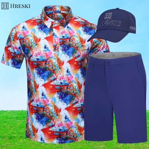 Abstract Gouache Painting Golf Shirt - Hreski 162 - Image 8