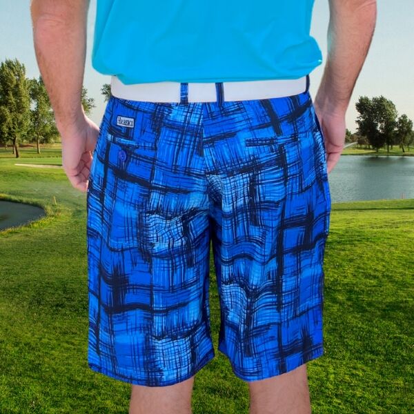 Blue and Black Square Patches Golf Shorts - Hreski 186 - Hreski