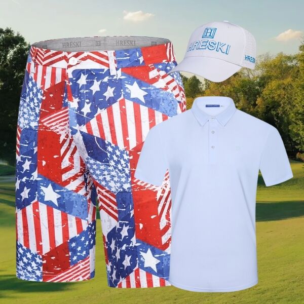 American Flag Themed Patchwork Golf Shorts - Hreski 202 - Image 3