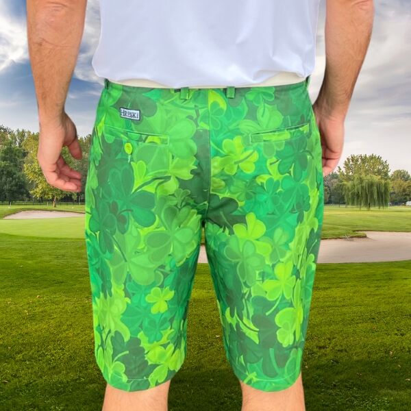 Various Shades of Green Shamrock Leaves Golf Shorts - Hreski 215 - Image 12
