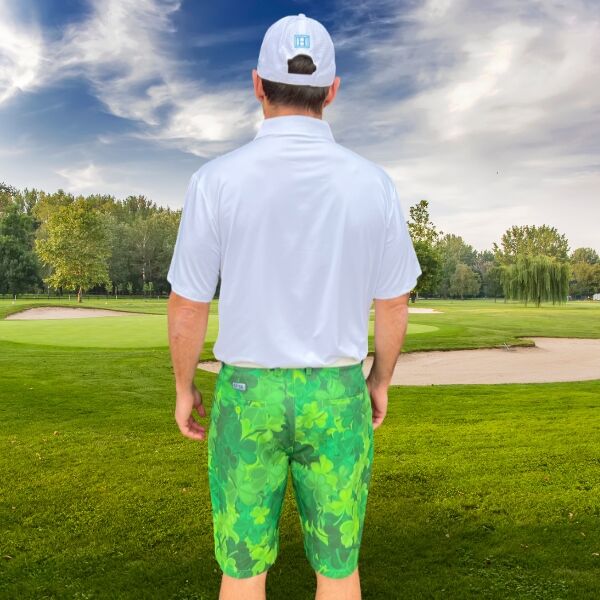 Various Shades of Green Shamrock Leaves Golf Shorts - Hreski 215 - Image 3
