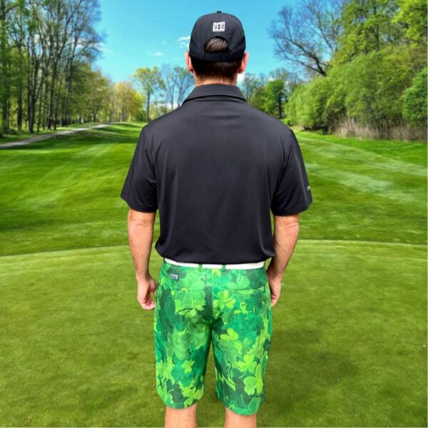 Various Shades of Green Shamrock Leaves Golf Shorts - Hreski 215 - Image 11