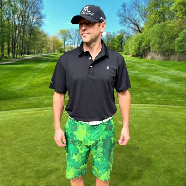 Various Shades of Green Shamrock Leaves Golf Shorts - Hreski 215 - Image 10