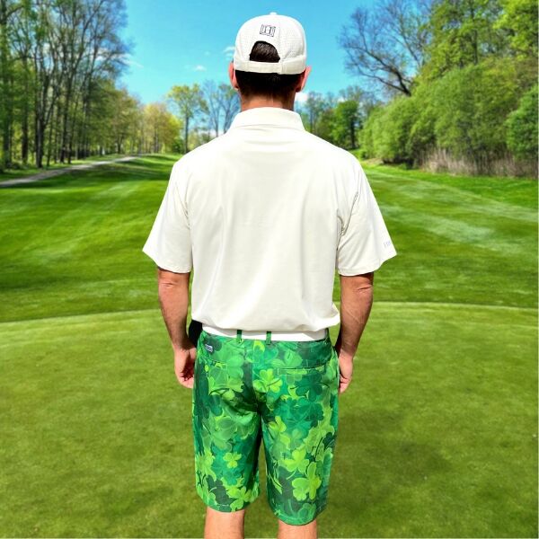Various Shades of Green Shamrock Leaves Golf Shorts - Hreski 215 - Image 5