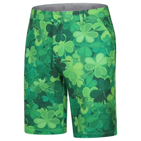 Various Shades of Green Shamrock Leaves Golf Shorts - Hreski 215