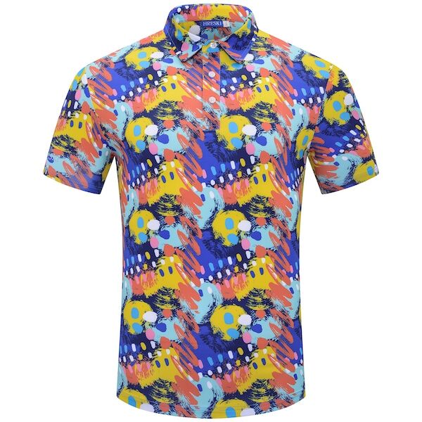 Mix of Blue, Yellow, and Orange Brushstroke Varieties Golf Shirt
