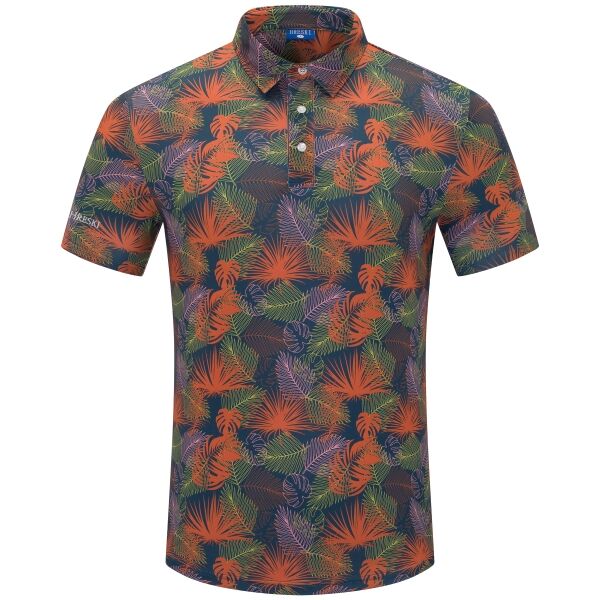 Retro Palms in Orange, Lime and Green Golf Shirt - Hreski 246