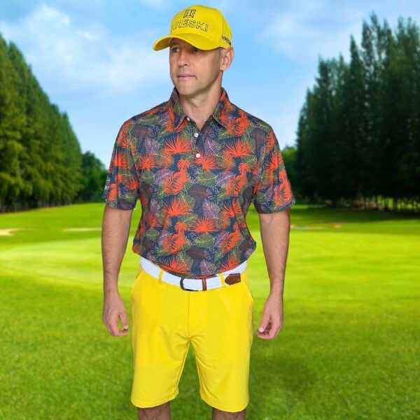 Retro Palms in Orange, Lime and Green Golf Shirt - Hreski 246 - Image 2